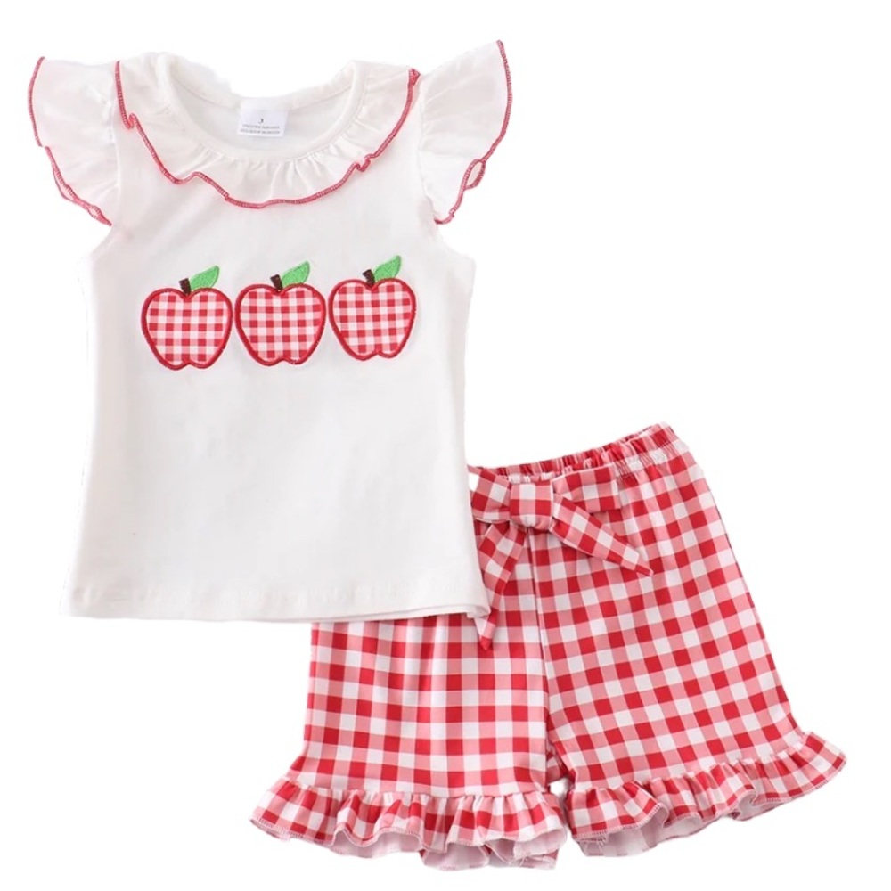 Plaid Apple Short Set